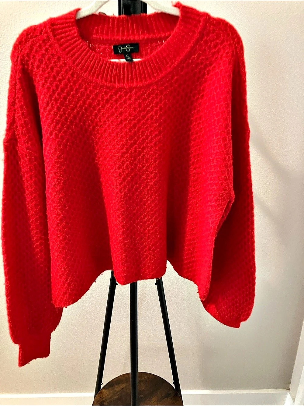 Jessica Simpson Textured Knit Sweater in Red XL